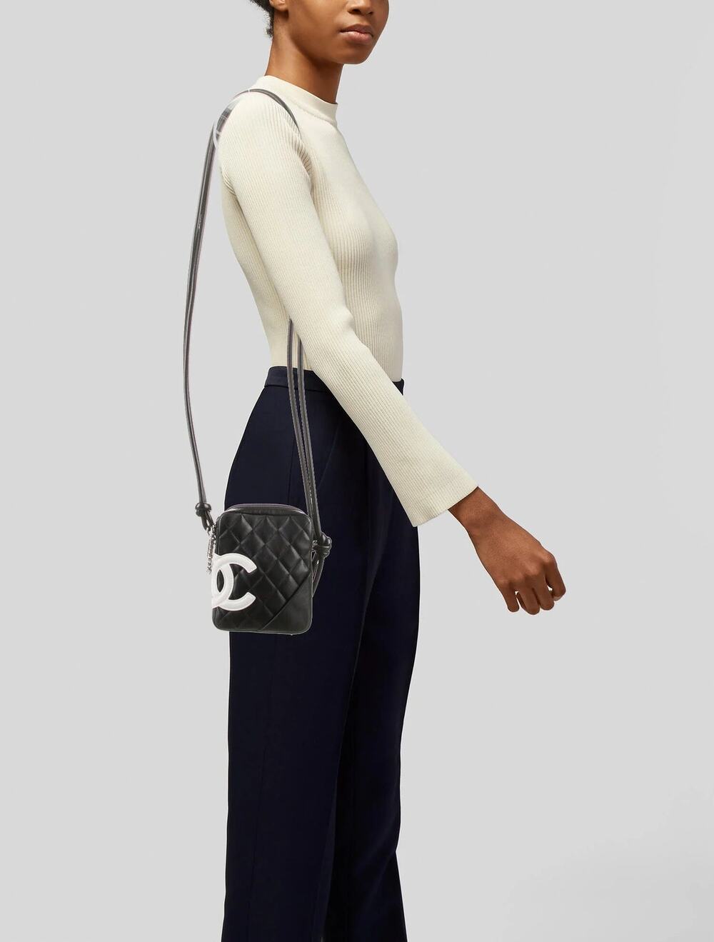 Chanel Cambon Ligne Small Messenger Bags of black leather leather chairs